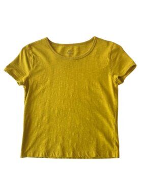 J.CREW 90s Cropped Organic Slub Cotton T-Shirt Womens XS Mustard BF366